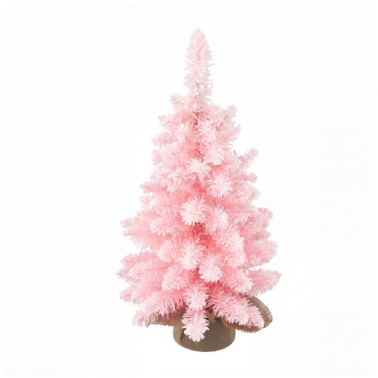 jingle jollys 60cm flocked pink christmas tree mini tabletop xmas tree