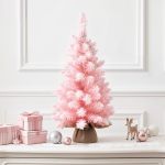 jingle jollys 60cm flocked pink christmas tree mini tabletop xmas tree