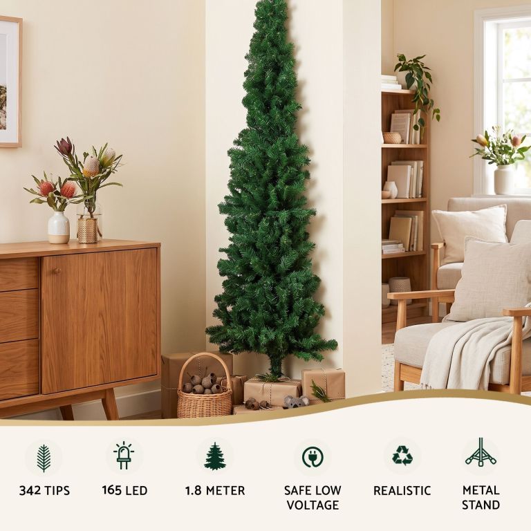 jingle jollys 1.8m pre lit christmas tree slim pencil xmas tree corner tree jingle jollys 1.8m pre lit christmas tree slim pencil xmas tree corner tree