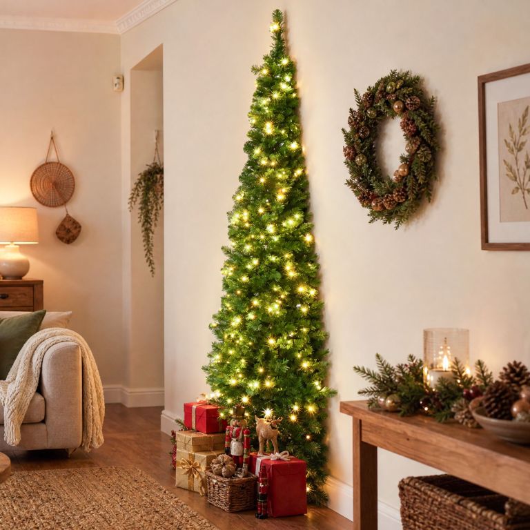 jingle jollys 1.8m pre lit christmas tree slim pencil xmas tree corner tree jingle jollys 1.8m pre lit christmas tree slim pencil xmas tree corner tree