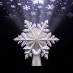 jingle jollys christmas tree topper lighted 360° rotating snowflake projector silver glitter