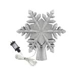 jingle jollys christmas tree topper lighted 360° rotating snowflake projector silver glitter