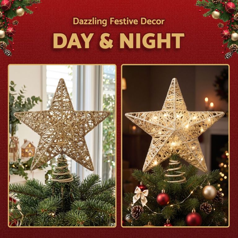 jingle jollys 3d christmas tree topper star 20 warm led lights gold glitter jingle jollys 3d christmas tree topper star 20 warm led lights gold glitter