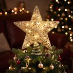 jingle jollys 3d christmas tree topper star 20 warm led lights gold glitter jingle jollys 3d christmas tree topper star 20 warm led lights gold glitter