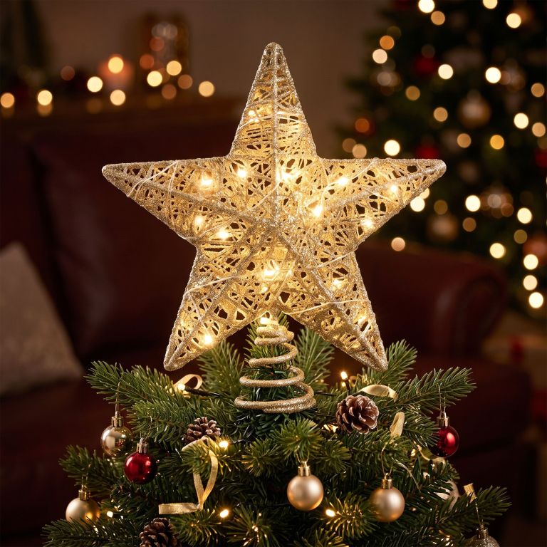 jingle jollys 3d christmas tree topper star 20 warm led lights gold glitter jingle jollys 3d christmas tree topper star 20 warm led lights gold glitter