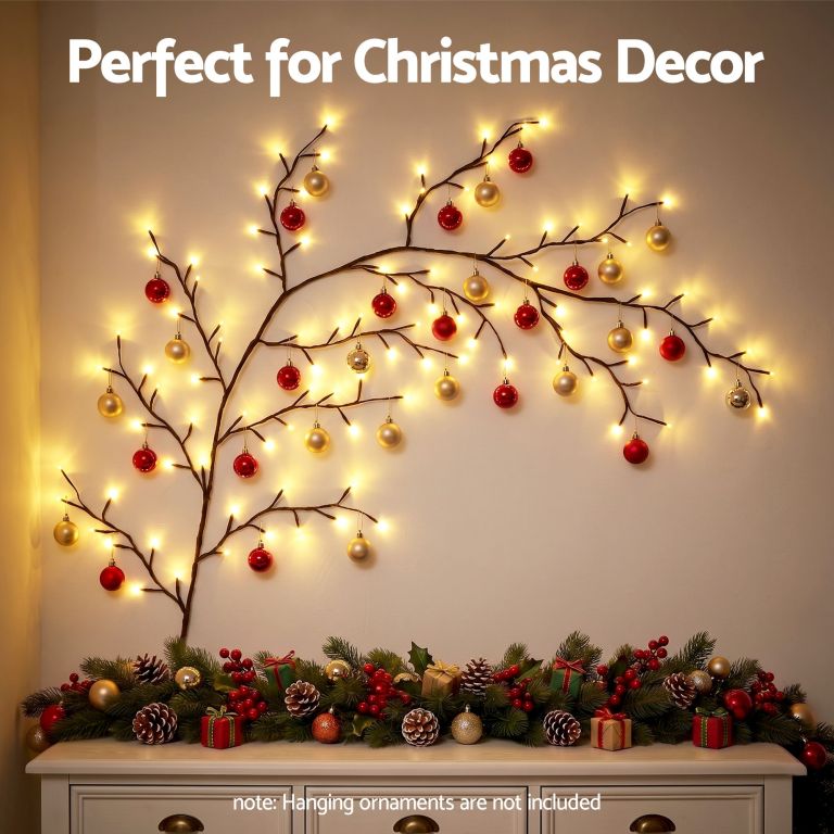 jingle jollys christmas willow vine lights branch led fairy diy wall decor 1.8m warm white