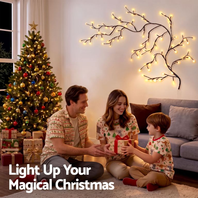 jingle jollys christmas willow vine lights branch led fairy diy wall decor 1.8m warm white