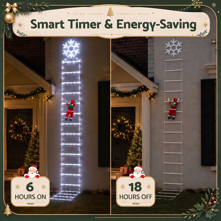jingle jollys christmas ladder lights santa 3.4m 328led hanging decor cool white jingle jollys christmas ladder lights santa 3.4m 328led hanging decor cool white