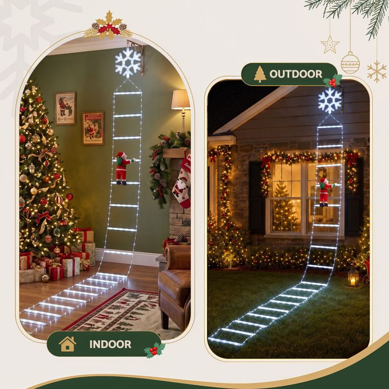 jingle jollys christmas ladder lights santa 3.4m 328led hanging decor cool white jingle jollys christmas ladder lights santa 3.4m 328led hanging decor cool white