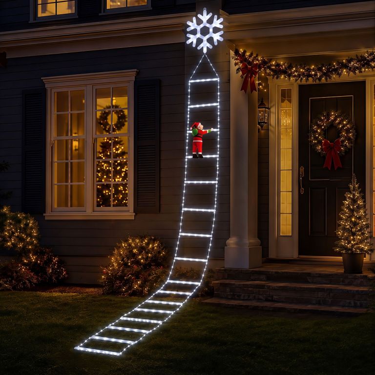 jingle jollys christmas ladder lights santa 3.4m 328led hanging decor cool white jingle jollys christmas ladder lights santa 3.4m 328led hanging decor cool white
