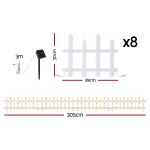 jingle jollys 3m solar christmas fence lights outdoor garden path decor warm white 8pc