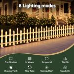 jingle jollys 3m solar christmas fence lights outdoor garden path decor warm white 8pc