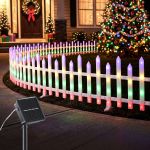 jingle jollys 3m solar christmas fence lights outdoor garden path decor multicolour 8pc