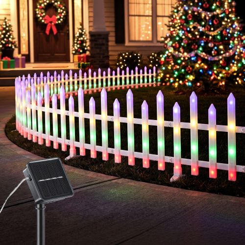 jingle jollys 3m solar christmas fence lights outdoor garden path decor multicolour 8pc jingle jollys 3m solar christmas fence lights outdoor garden path decor multicolour 8pc