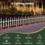 jingle jollys 3m solar christmas fence lights outdoor garden path decor multicolour 8pc