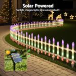 jingle jollys 3m solar christmas fence lights outdoor garden path decor multicolour 8pc