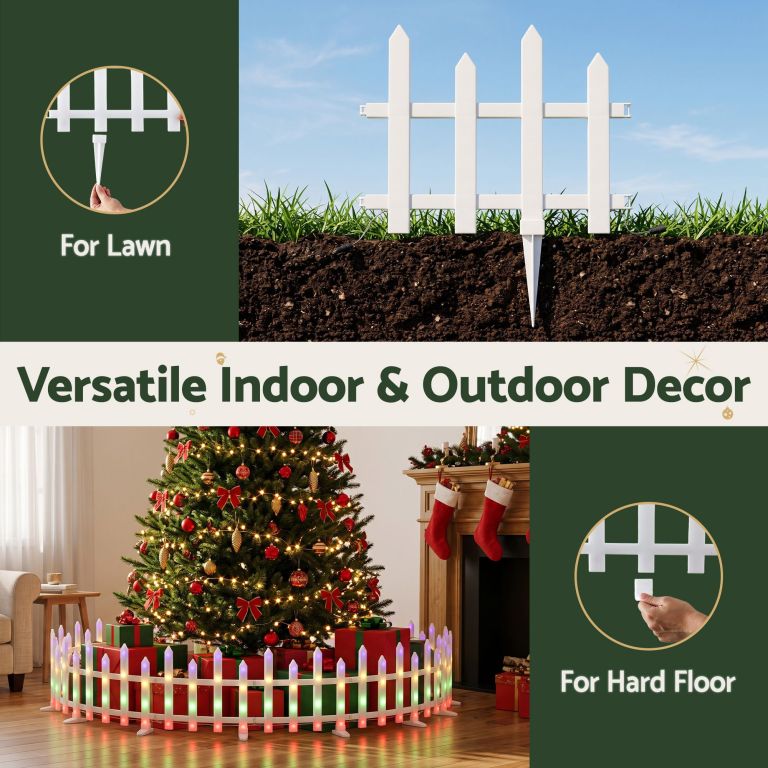 jingle jollys 3m solar christmas fence lights outdoor garden path decor multicolour 8pc